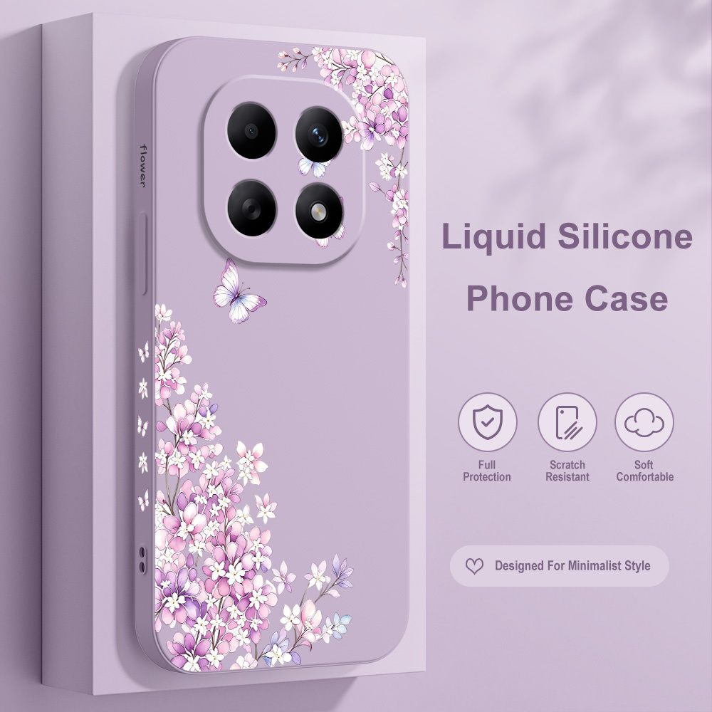 Phone Cases Xiaomi 15 - Coque de téléphone à fleurs violettes,